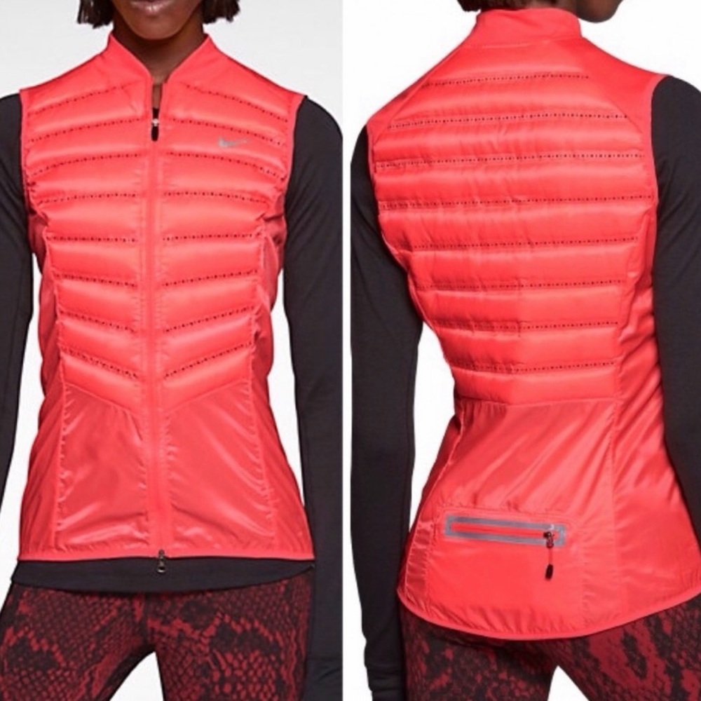 Nike Aeroloft 800 Down Running Vest Neon Hyper Punch Sz Med